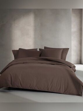 Calvin Klein Washed Percale Cotton 3 Piece Duvet Cover Set Sz Queen